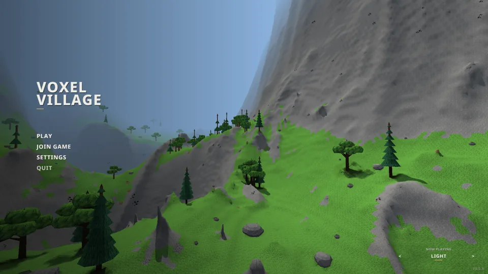 A quieter title screen, with soundtrack and skip / back